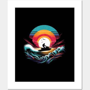 Retro Sunset Jetski Design Posters and Art